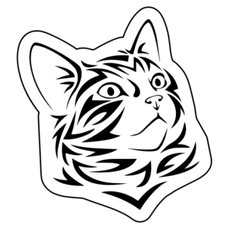 Tribal Cat Sticker (Black)